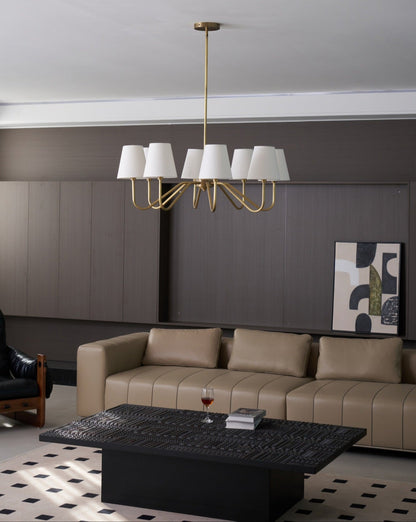 Opaluxe Brass Chandelier - Elegant Design with Adjustable Height & LED