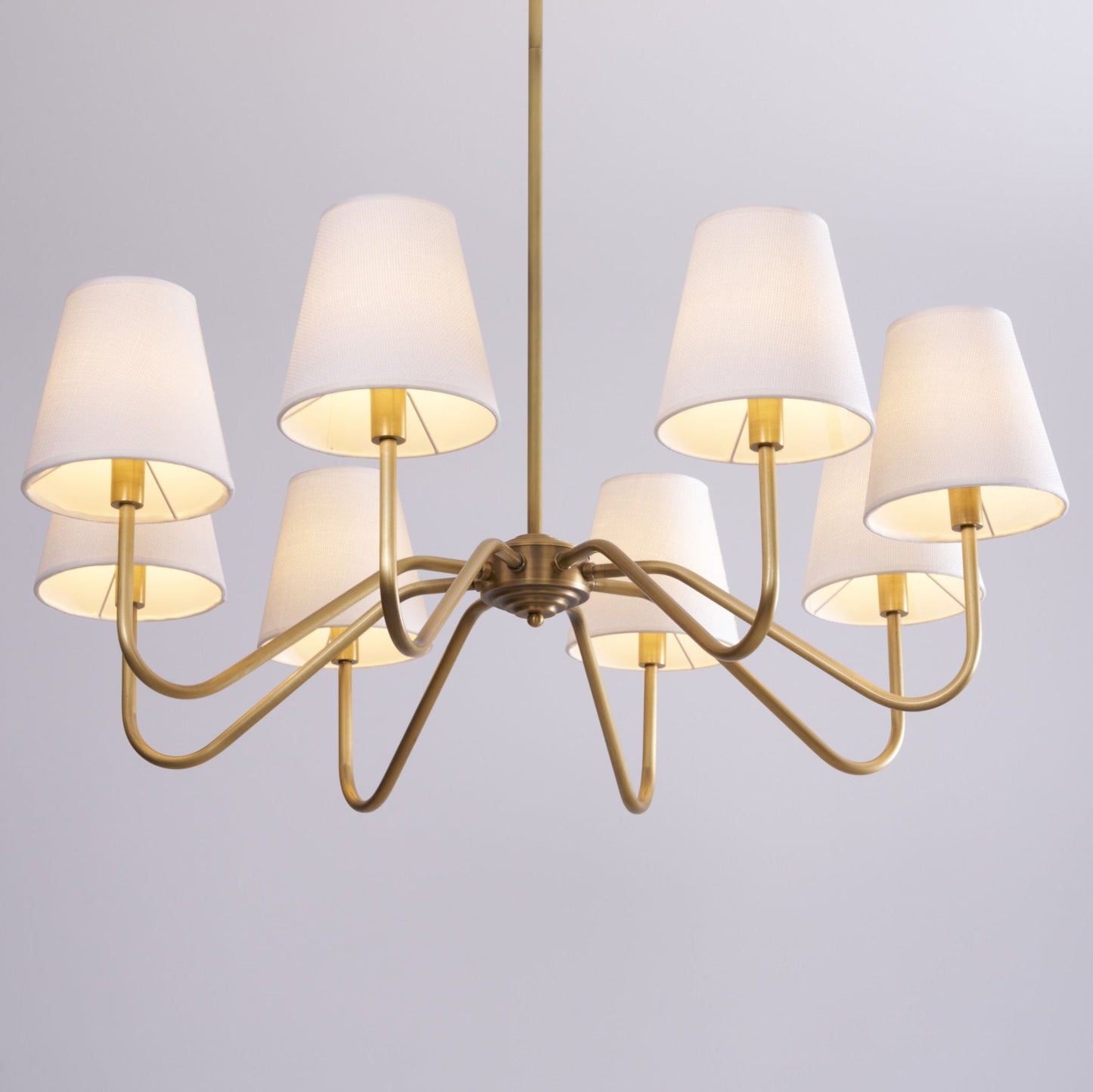 Opaluxe Brass Chandelier - Elegant Design with Adjustable Height & LED