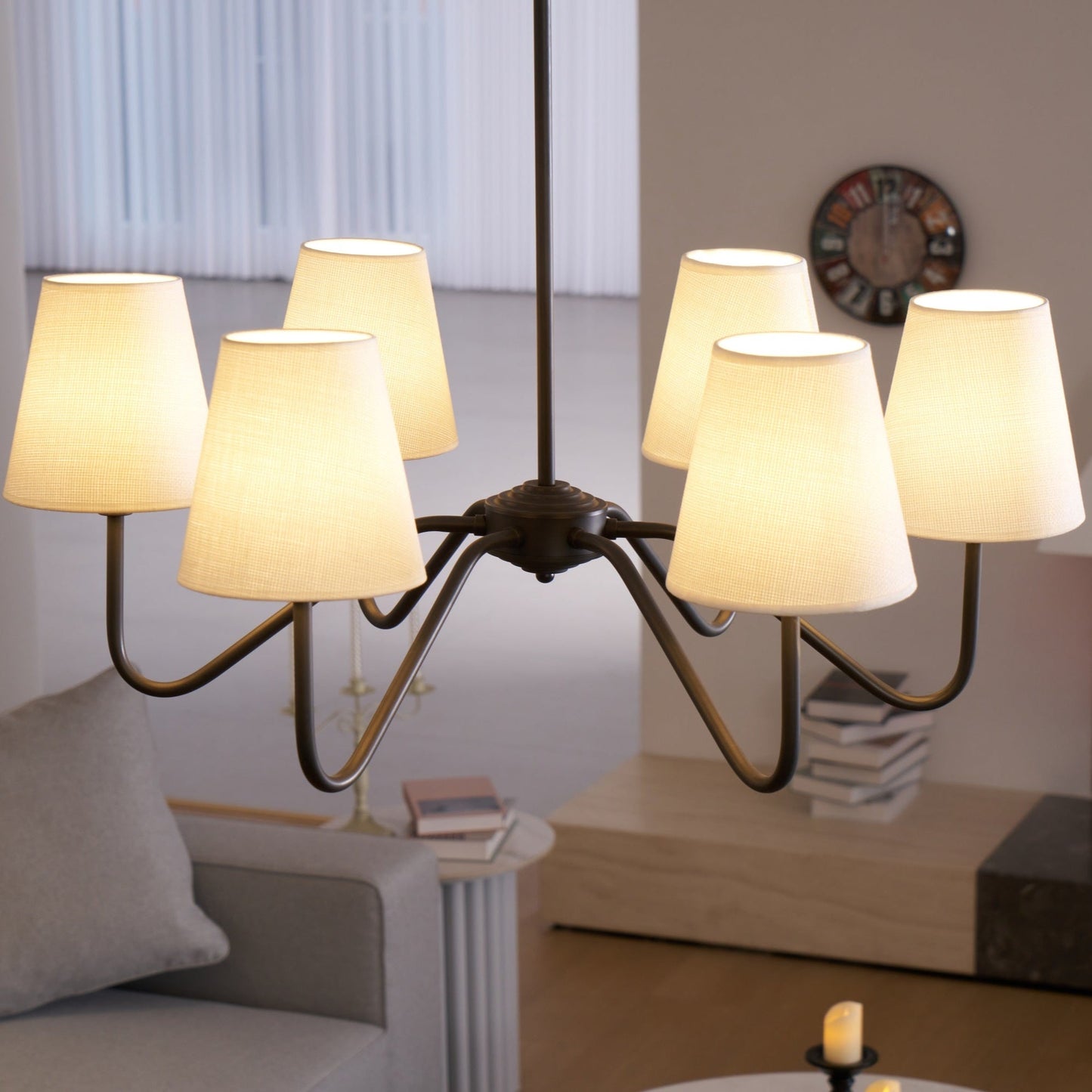 Lumos Black Chandelier - Elegant Design with Adjustable Height & LED L
