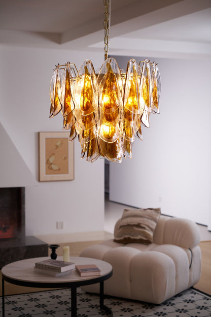 Solviva Modern Glass Chandelier with Adjustable Height & LED Compatibi