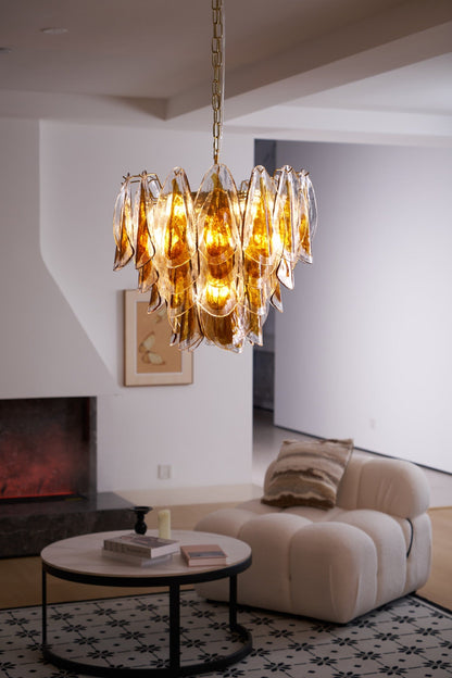 Solviva Modern Glass Chandelier with Adjustable Height & LED Compatibi