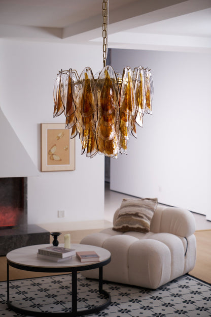 Solviva Modern Glass Chandelier with Adjustable Height & LED Compatibi