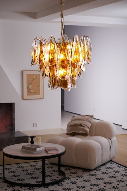 Solviva Modern Glass Chandelier with Adjustable Height & LED Compatibi