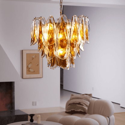 Solviva Modern Glass Chandelier with Adjustable Height & LED Compatibi