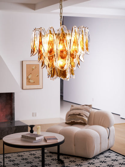 Solviva Modern Glass Chandelier with Adjustable Height & LED Compatibi