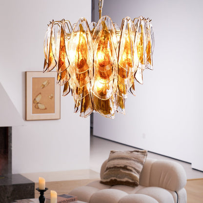 Solviva Modern Glass Chandelier with Adjustable Height & LED Compatibi