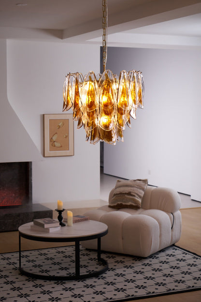 Solviva Modern Glass Chandelier with Adjustable Height & LED Compatibi
