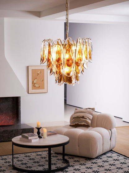 Solviva Modern Glass Chandelier with Adjustable Height & LED Compatibi