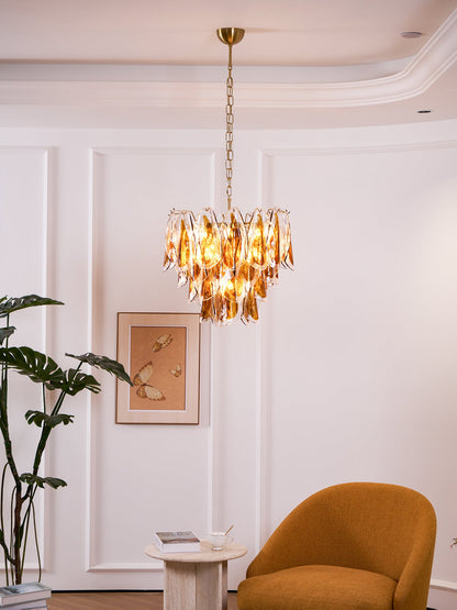 Solviva Modern Glass Chandelier with Adjustable Height & LED Compatibi
