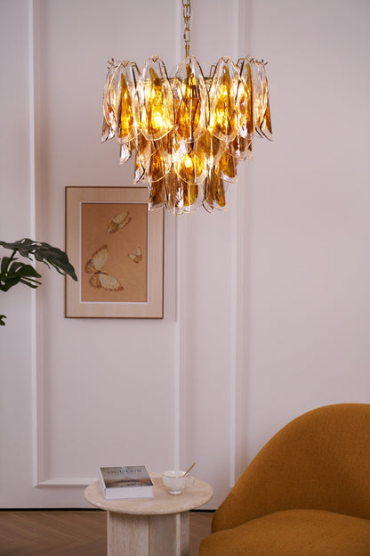 Solviva Modern Glass Chandelier with Adjustable Height & LED Compatibi