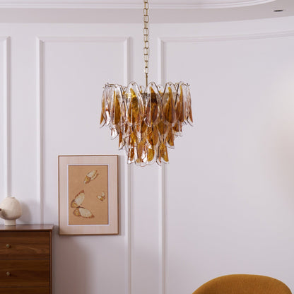 Solviva Modern Glass Chandelier with Adjustable Height & LED Compatibi