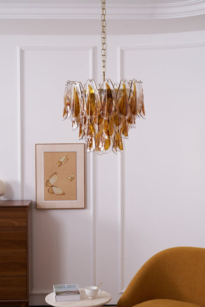 Solviva Modern Glass Chandelier with Adjustable Height & LED Compatibi