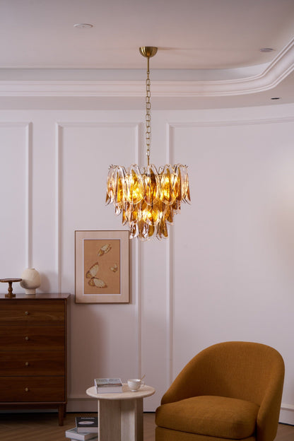 Solviva Modern Glass Chandelier with Adjustable Height & LED Compatibi