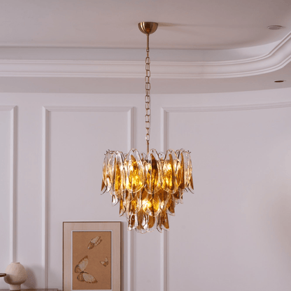 Solviva Modern Glass Chandelier with Adjustable Height & LED Compatibi