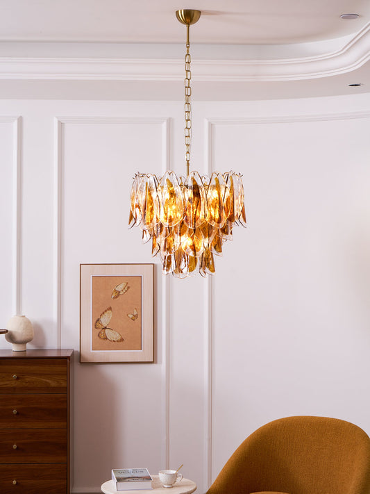 Solviva Modern Glass Chandelier with Adjustable Height & LED Compatibi