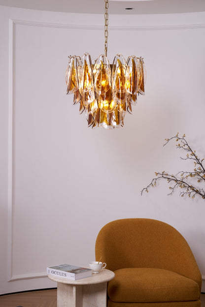 Solviva Modern Glass Chandelier with Adjustable Height & LED Compatibi