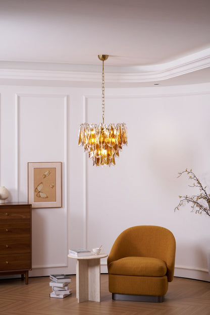 Solviva Modern Glass Chandelier with Adjustable Height & LED Compatibi