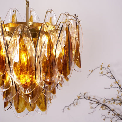 Solviva Modern Glass Chandelier with Adjustable Height & LED Compatibi