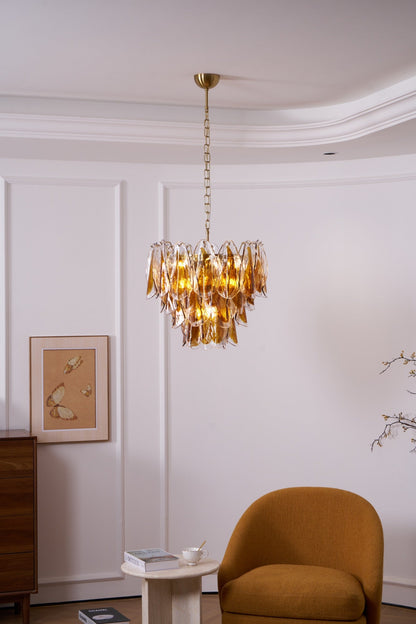 Solviva Modern Glass Chandelier with Adjustable Height & LED Compatibi
