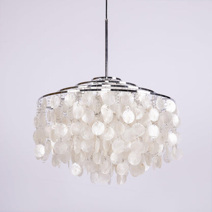 Elegant Round Shell Chandelier with Adjustable Height & Soft Lighting