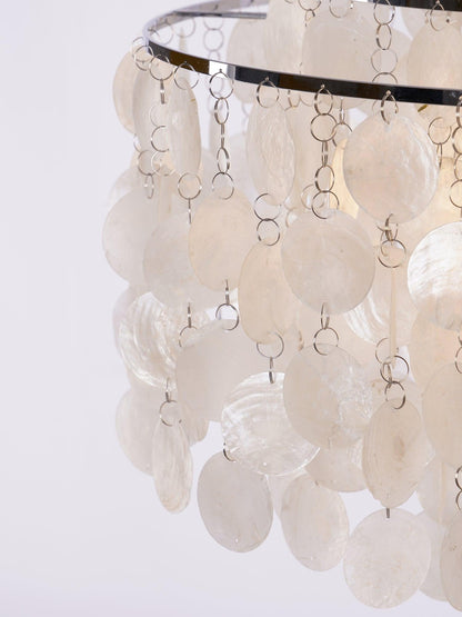Elegant Round Shell Chandelier with Adjustable Height & Soft Lighting