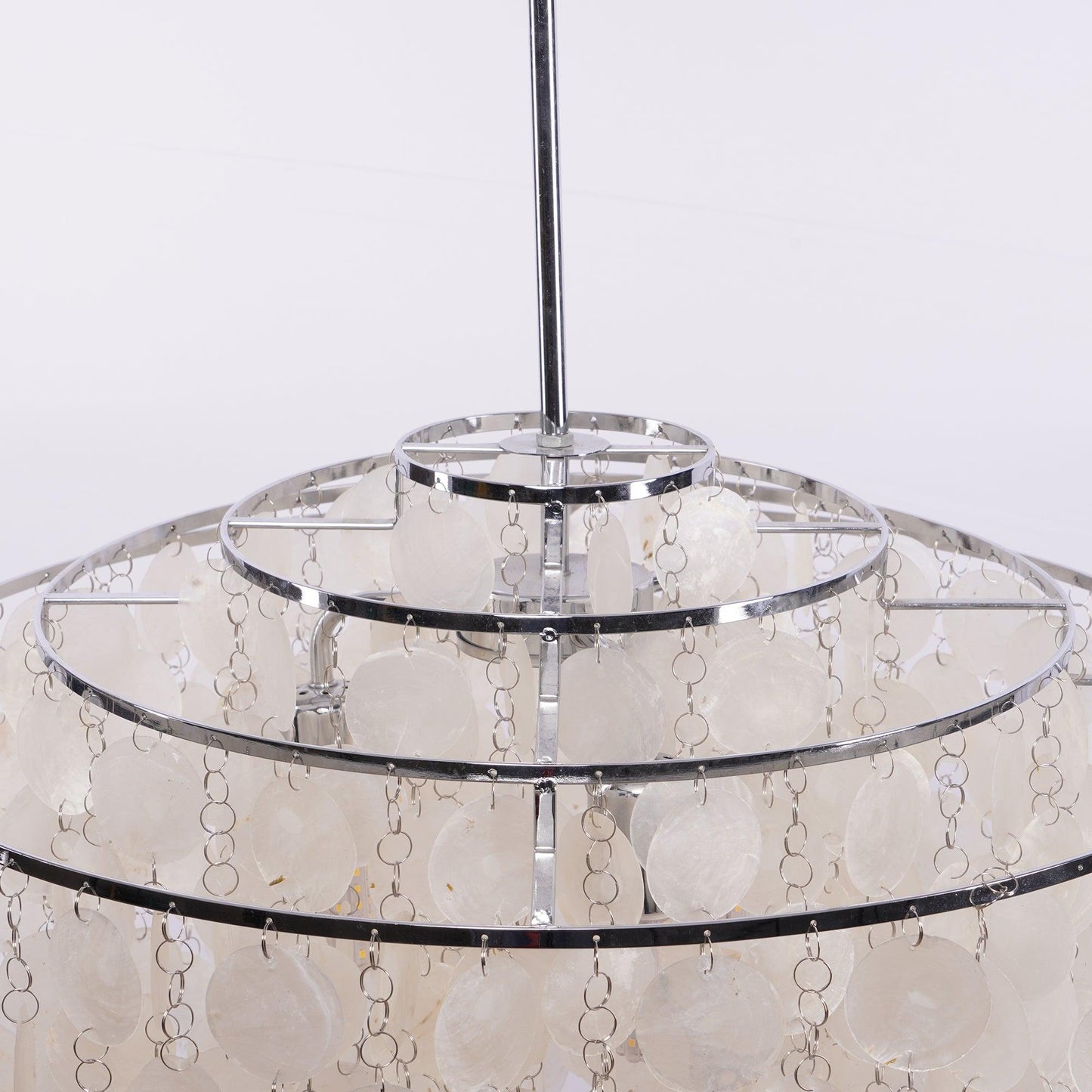 Elegant Round Shell Chandelier with Adjustable Height & Soft Lighting