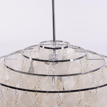 Elegant Round Shell Chandelier with Adjustable Height & Soft Lighting