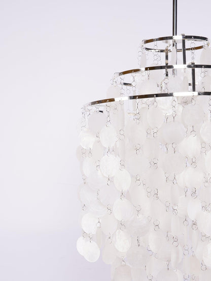 Elegant Round Shell Chandelier with Adjustable Height & Soft Lighting