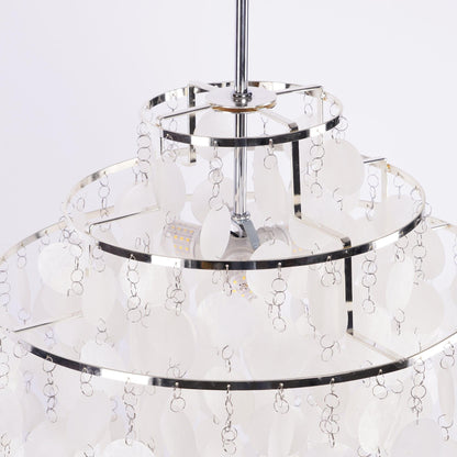 Elegant Round Shell Chandelier with Adjustable Height & Soft Lighting