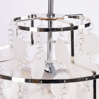 Elegant Round Shell Chandelier with Adjustable Height & Soft Lighting
