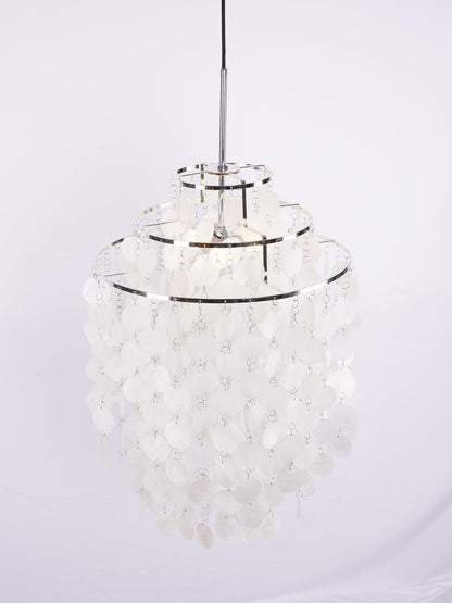 Elegant Round Shell Chandelier with Adjustable Height & Soft Lighting