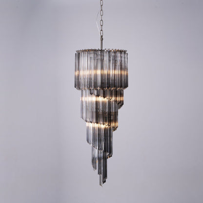 Lucente Noir Spiral Chandelier - Elegant Design with Adjustable Height