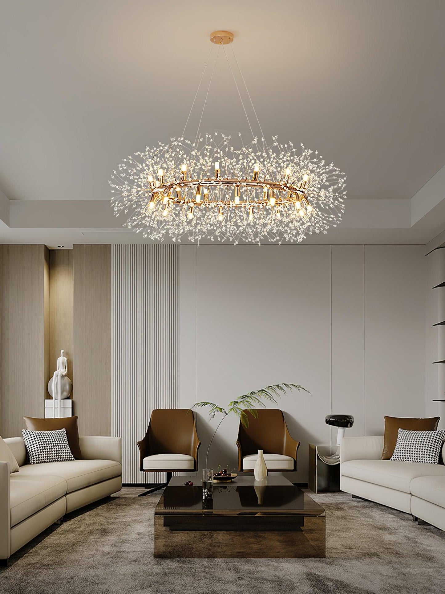 Dandelion Round Chandelier - Elegant Design with Adjustable Height & L