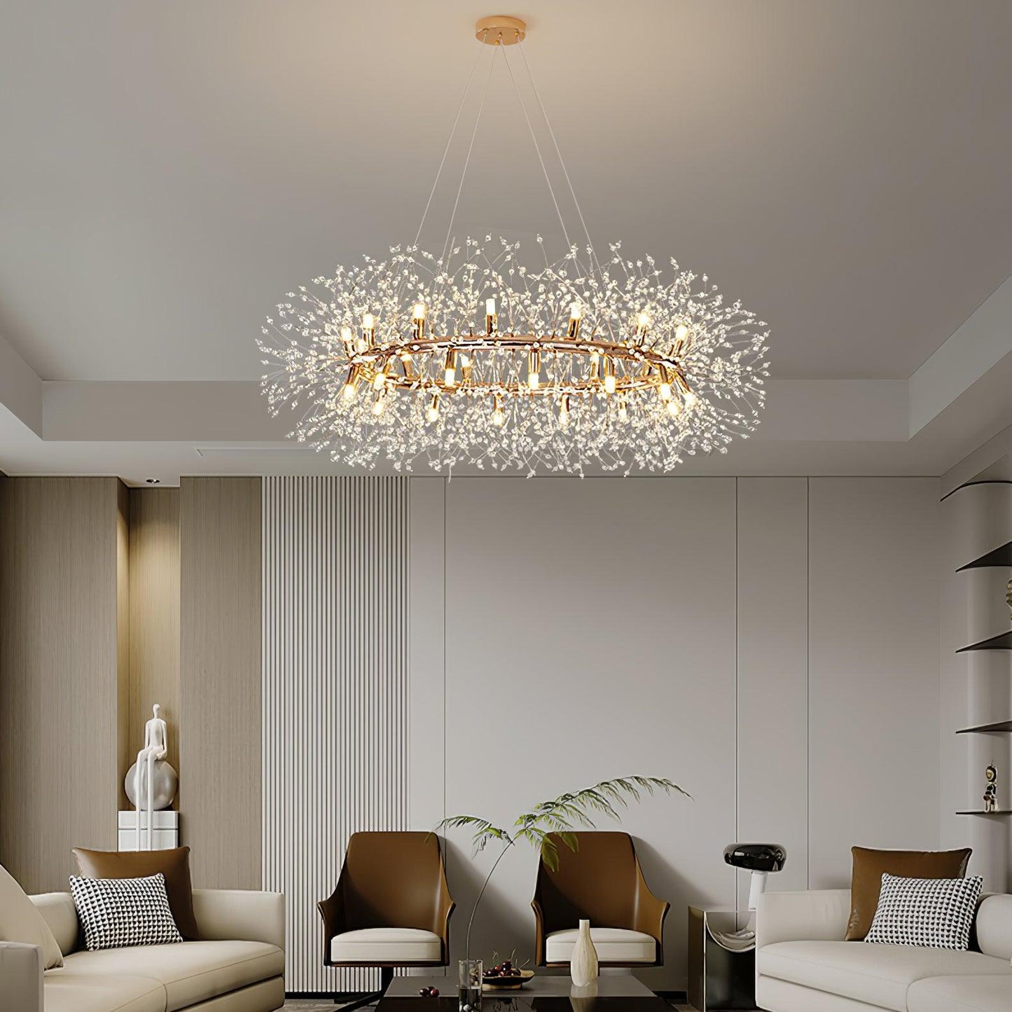 Dandelion Round Chandelier - Elegant Design with Adjustable Height & L