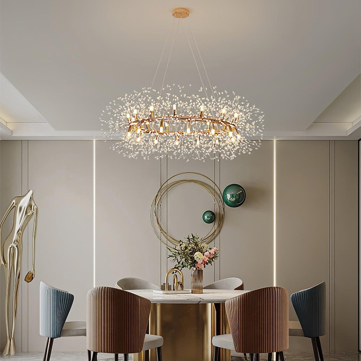 Dandelion Round Chandelier - Elegant Design with Adjustable Height & L