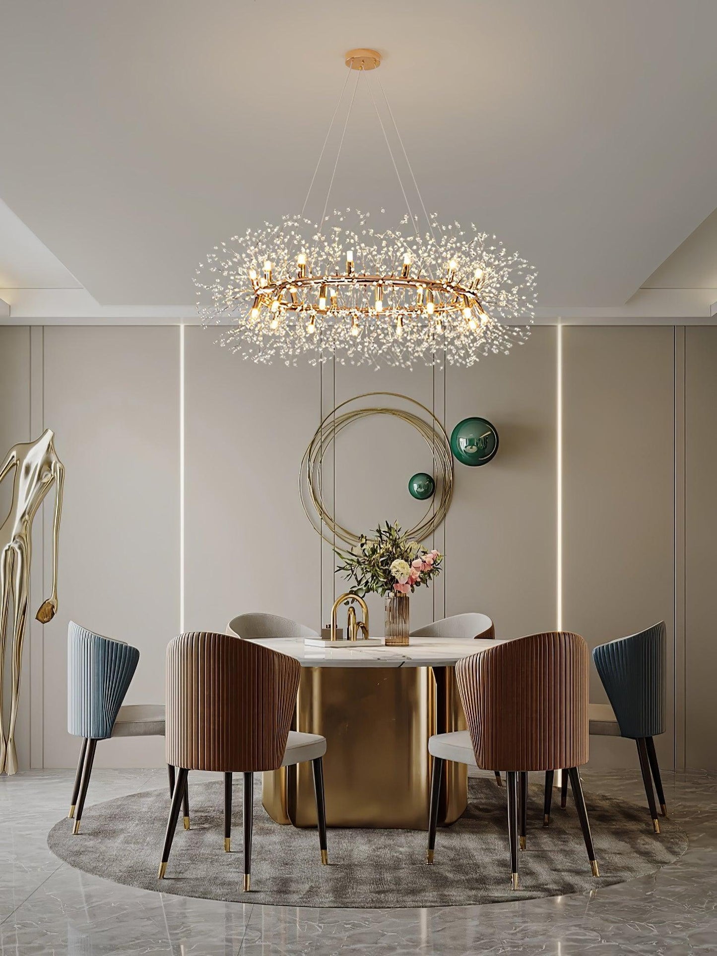 Dandelion Round Chandelier - Elegant Design with Adjustable Height & L