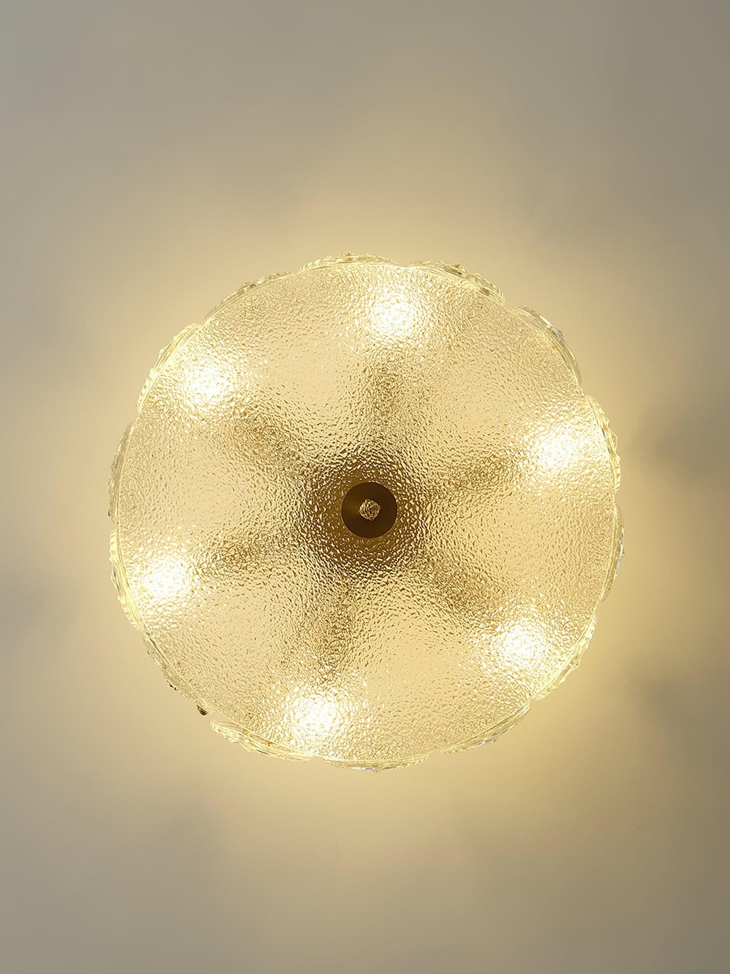 Elegant Round Glass Chandelier with Decorative Patterns & LED Compatib
