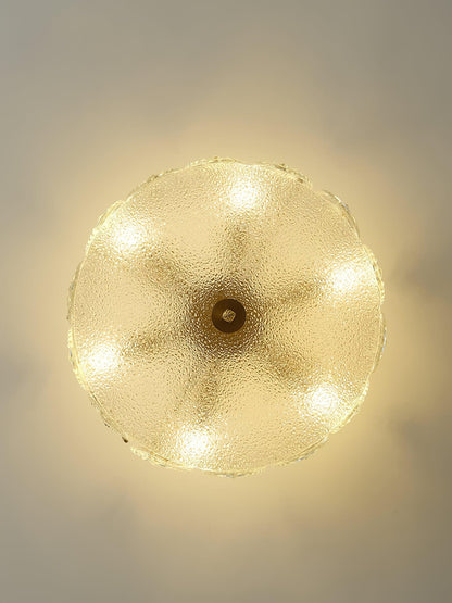 Elegant Round Glass Chandelier with Decorative Patterns & LED Compatib