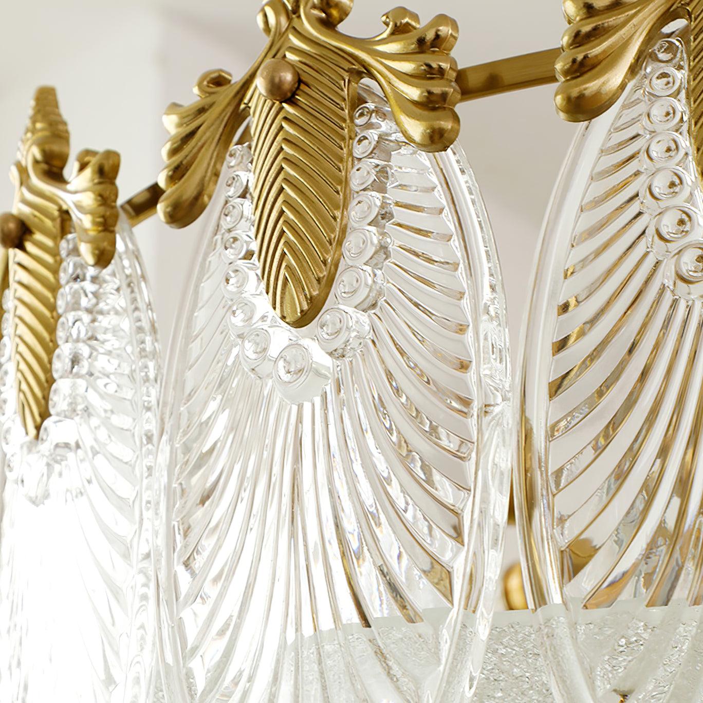 Elegant Round Glass Chandelier with Decorative Patterns & LED Compatib