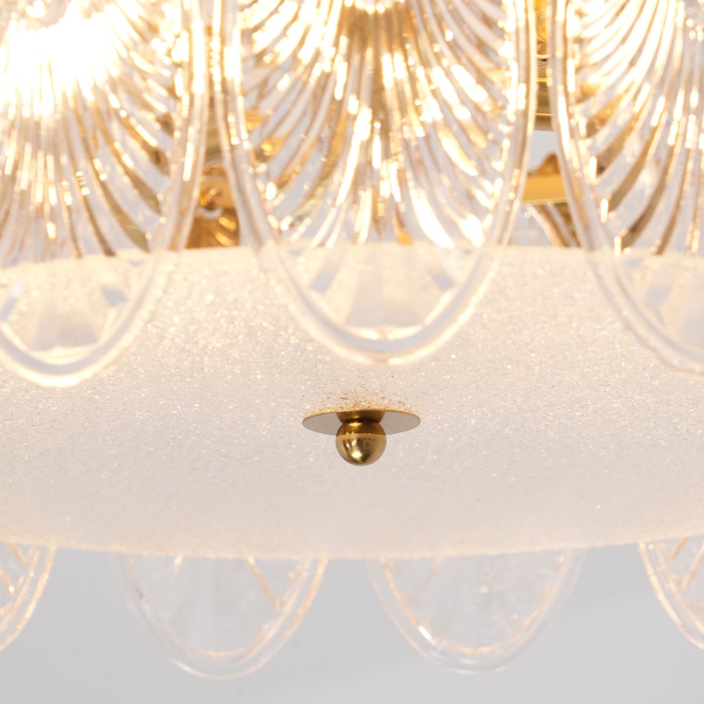 Elegant Round Glass Chandelier with Decorative Patterns & LED Compatib