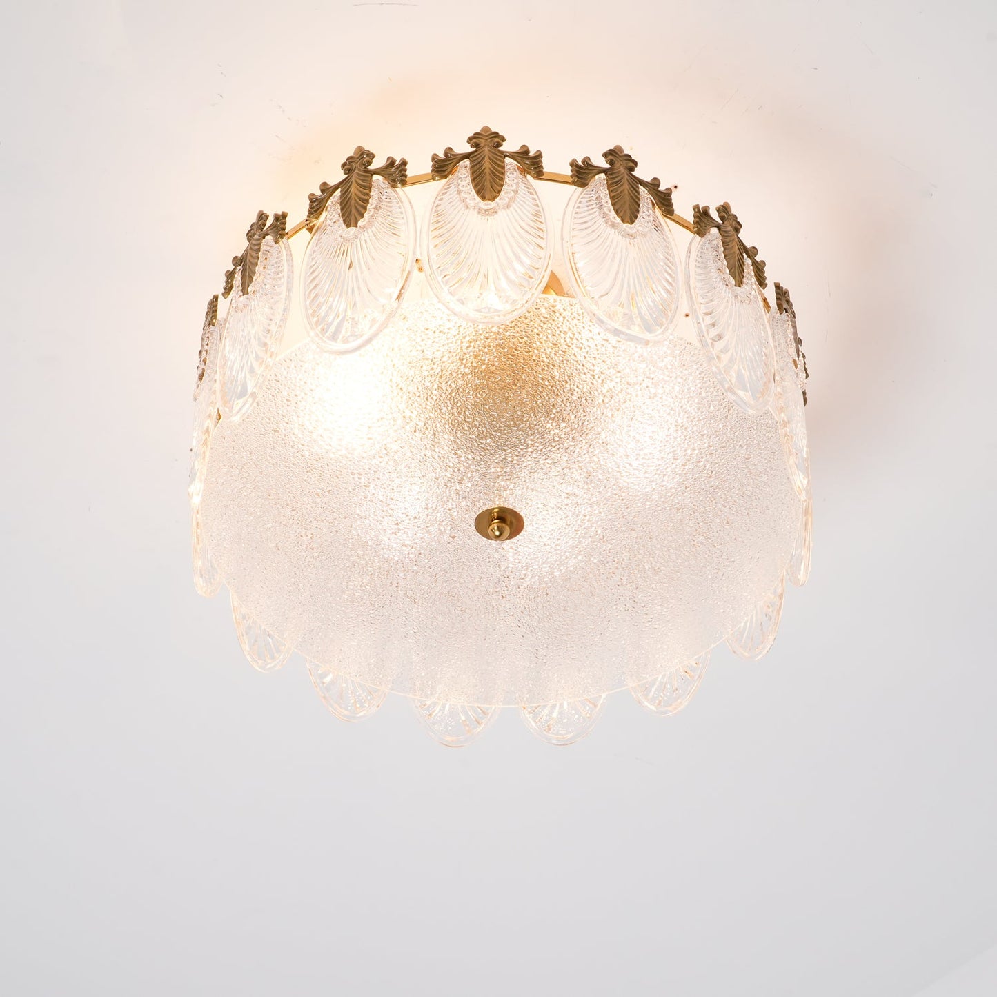 Elegant Round Glass Chandelier with Decorative Patterns & LED Compatib
