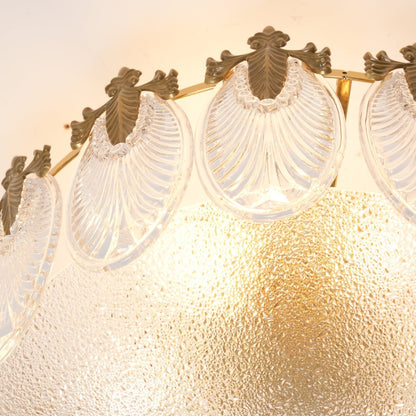 Elegant Round Glass Chandelier with Decorative Patterns & LED Compatib