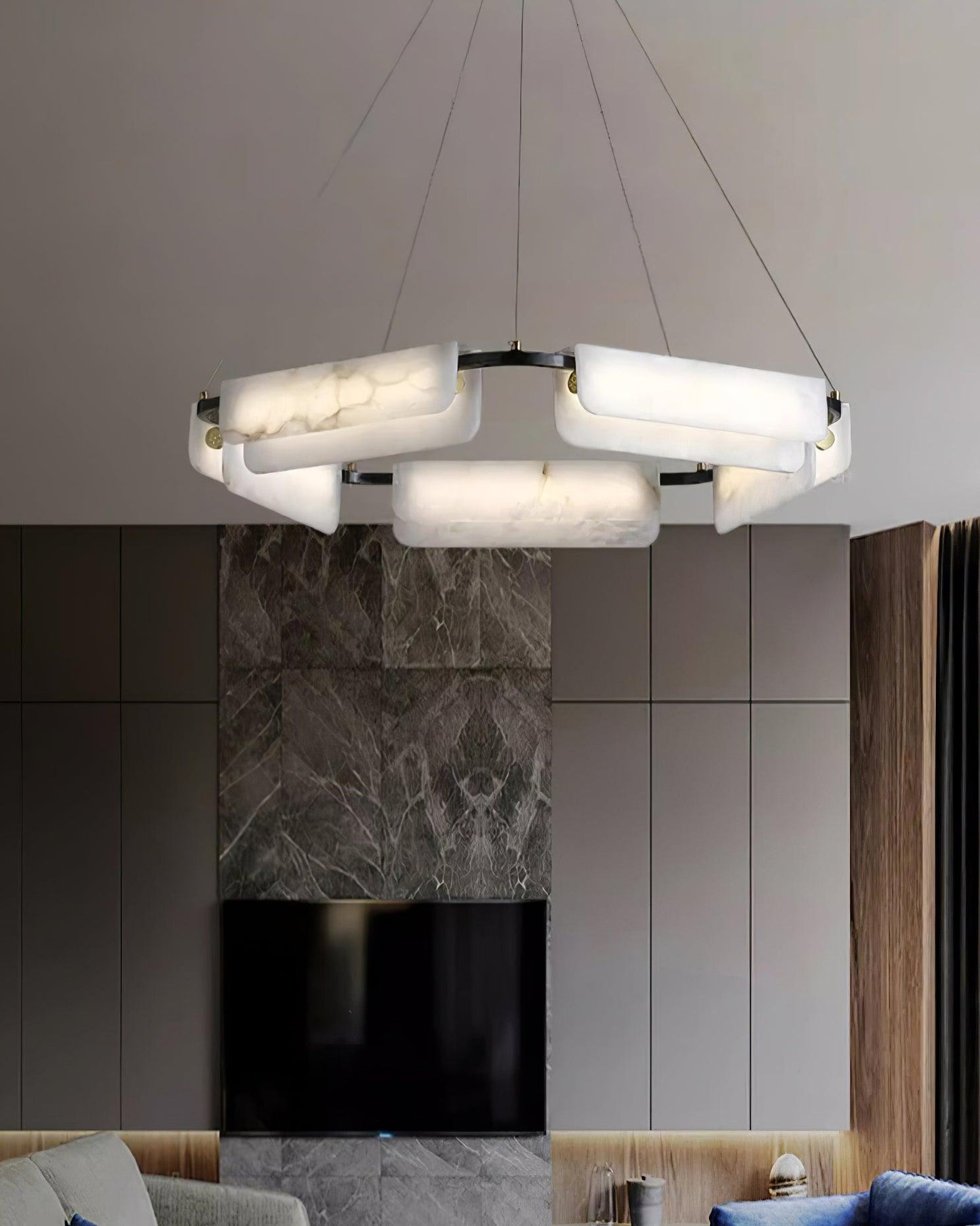Delia Alabaster Chandelier - Elegant Design with Adjustable Height & L