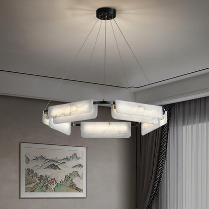 Delia Alabaster Chandelier - Elegant Design with Adjustable Height & L