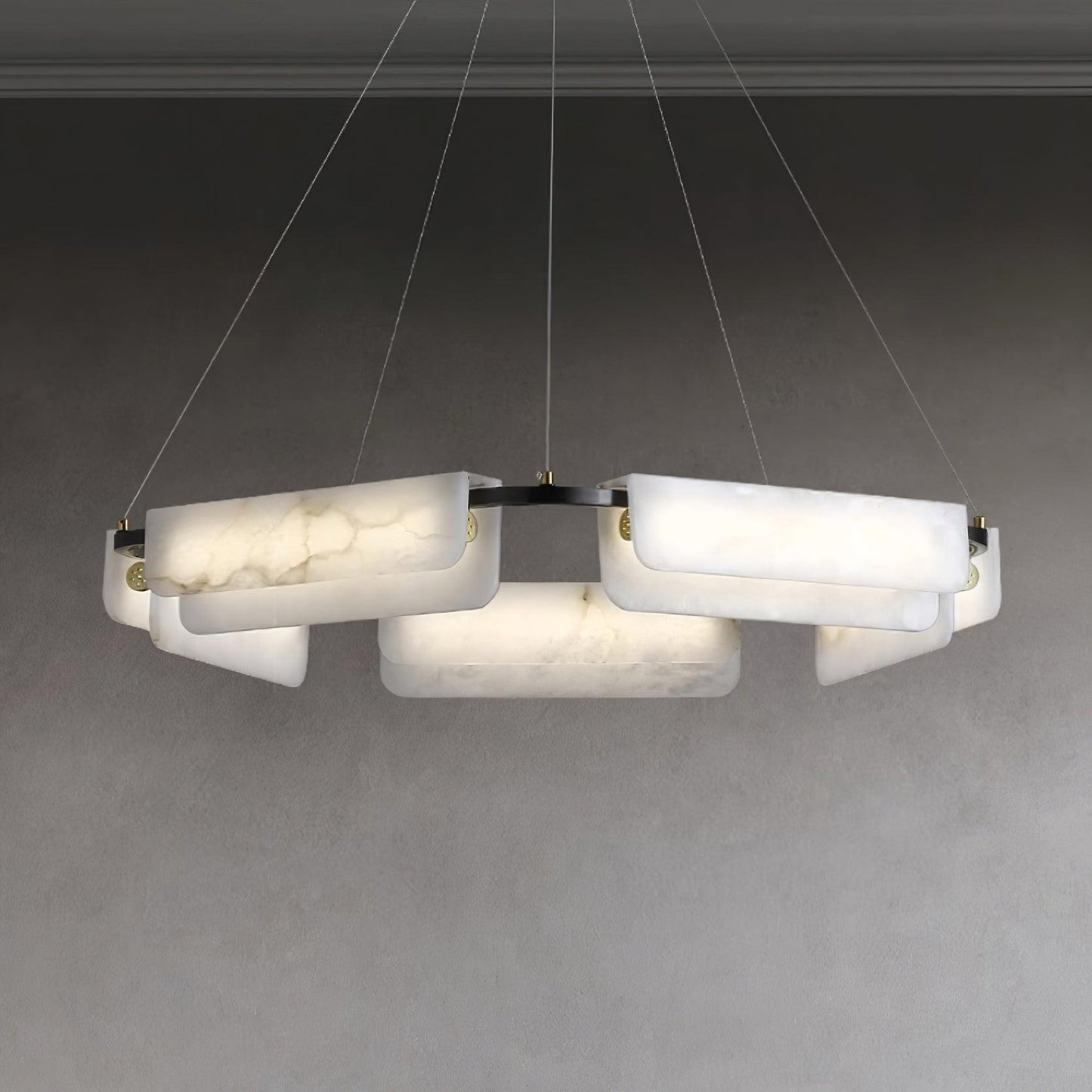Delia Alabaster Chandelier - Elegant Design with Adjustable Height & L