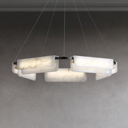 Delia Alabaster Chandelier - Elegant Design with Adjustable Height & L