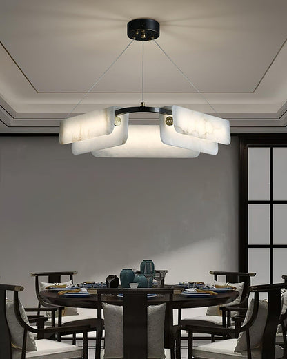 Delia Alabaster Chandelier - Elegant Design with Adjustable Height & L