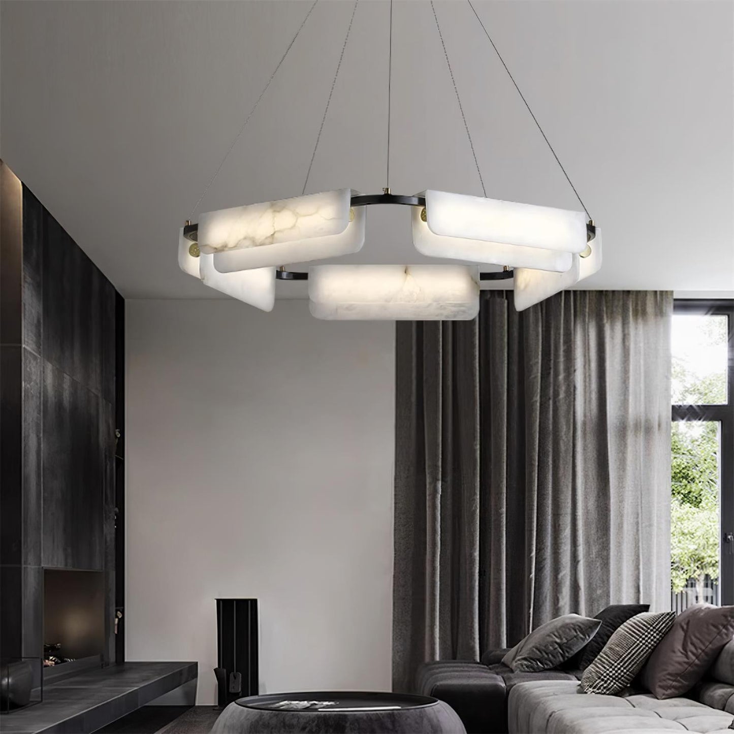 Delia Alabaster Chandelier - Elegant Design with Adjustable Height & L