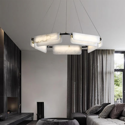 Delia Alabaster Chandelier - Elegant Design with Adjustable Height & L