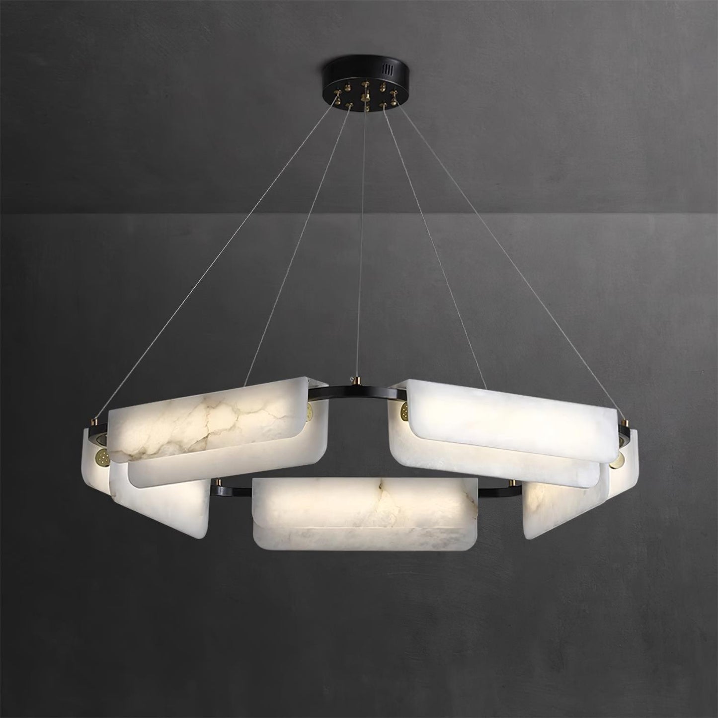 Delia Alabaster Chandelier - Elegant Design with Adjustable Height & L